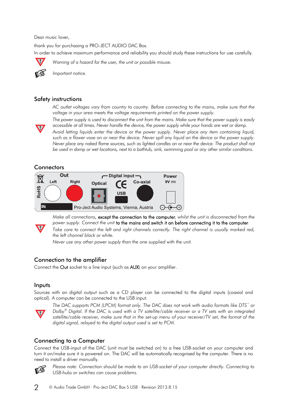 Pro-Ject Audio Systems DAC Box S USB User Manual | Page 2 / 4