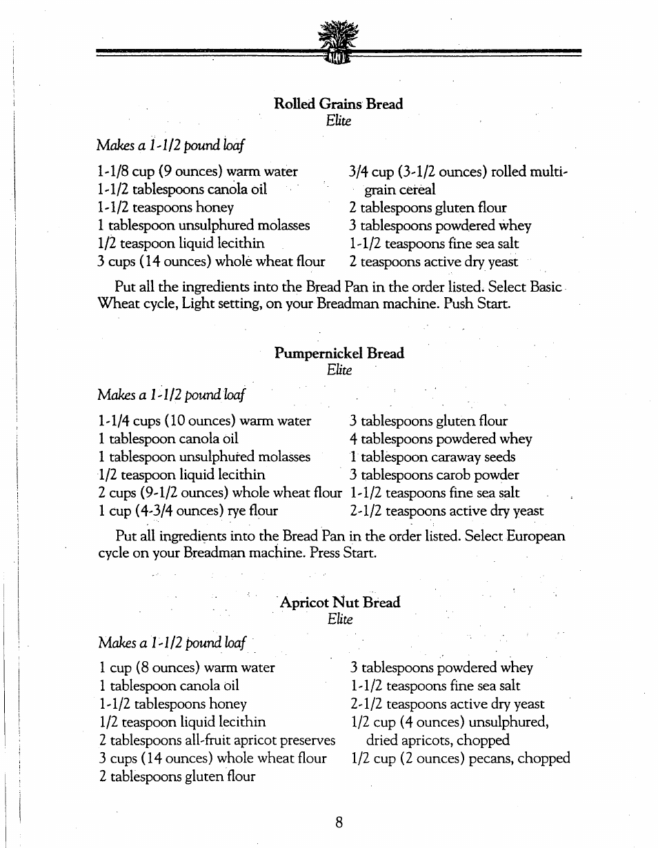 Breadman BREAD BAKER  TR845 User Manual | Page 48 / 53