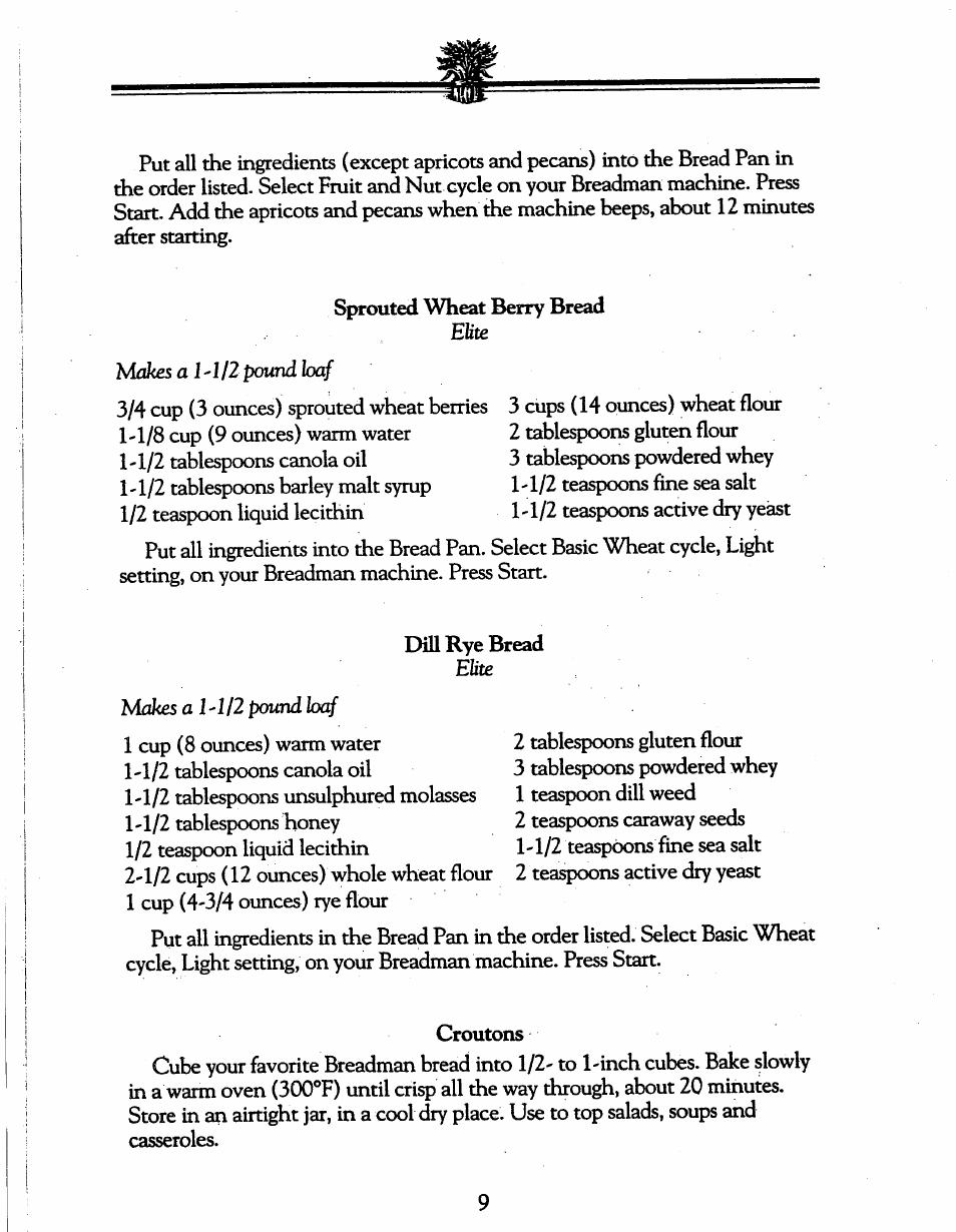 Breadman BREAD BAKER  TR845 User Manual | Page 49 / 53