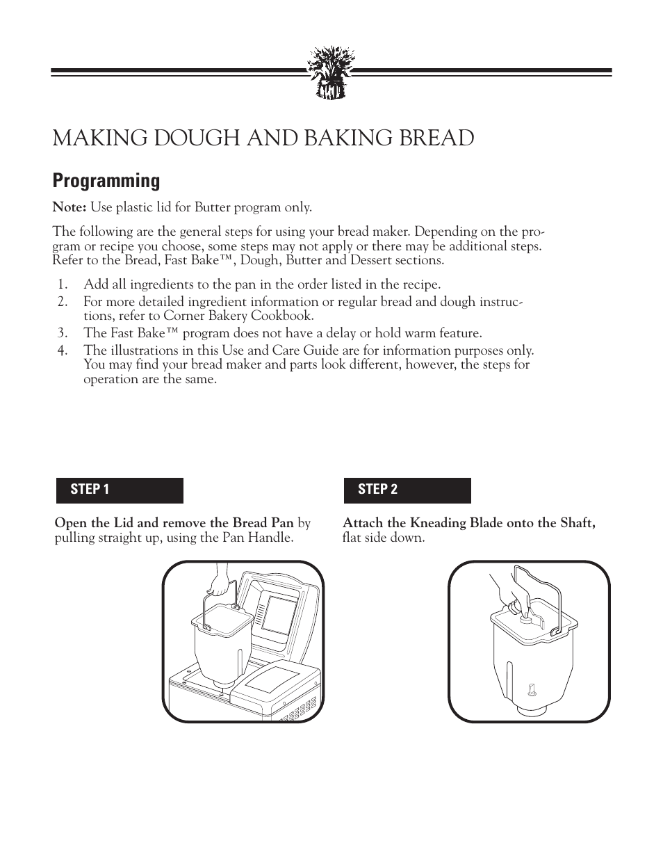 Making dough and baking bread, Making dough and baking bread -14, Programming | Breadman TR888 User Manual | Page 13 / 30