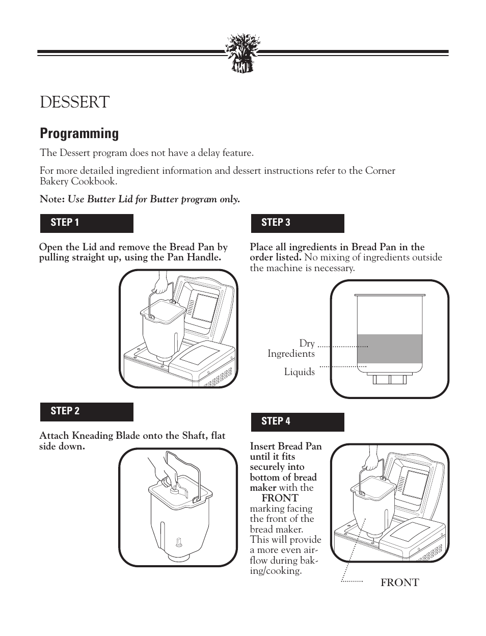 Dessert, Programming | Breadman TR888 User Manual | Page 19 / 30