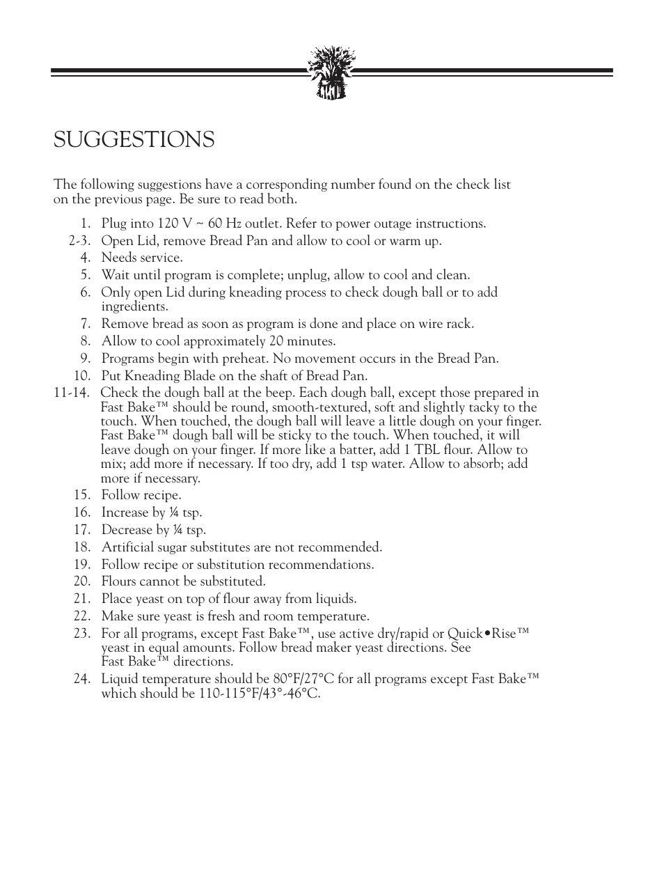 Suggestions | Breadman TR888 User Manual | Page 25 / 30
