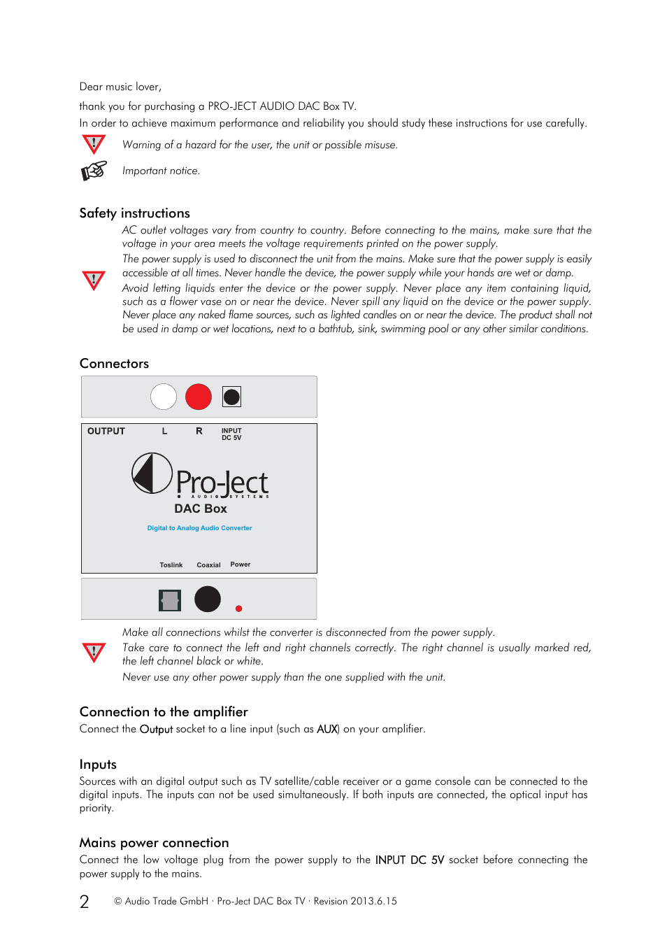 Pro-Ject Audio Systems DAC Box TV User Manual | Page 2 / 3