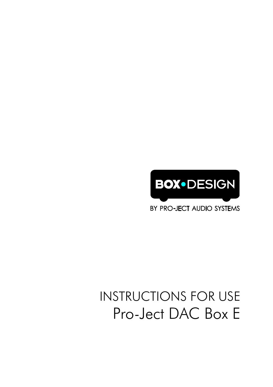 Pro-Ject Audio Systems DAC Box E User Manual | 3 pages