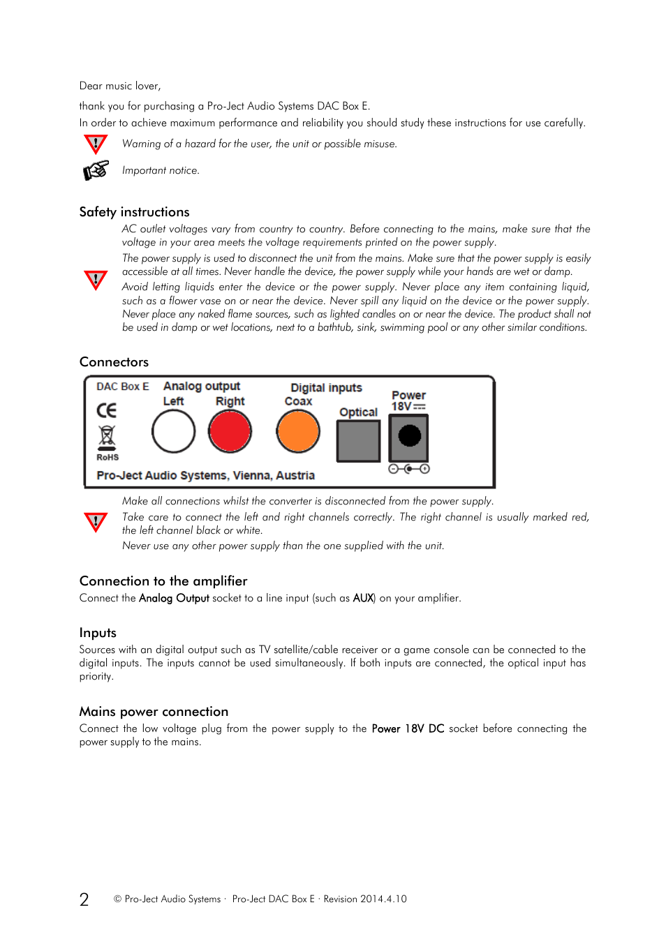 Pro-Ject Audio Systems DAC Box E User Manual | Page 2 / 3