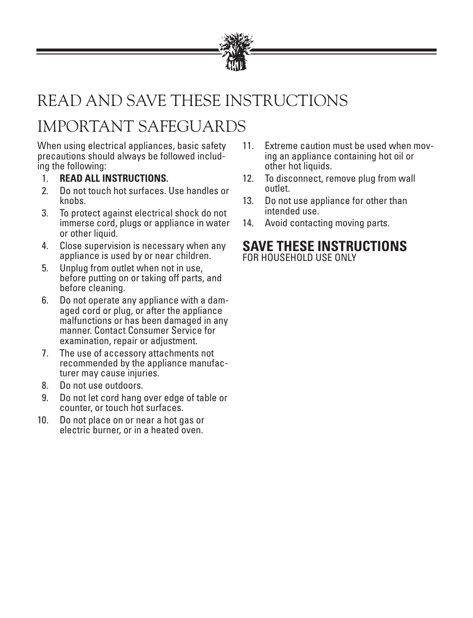 Save these instructions | Breadman BREAD BAKER TR2828G User Manual | Page 3 / 80