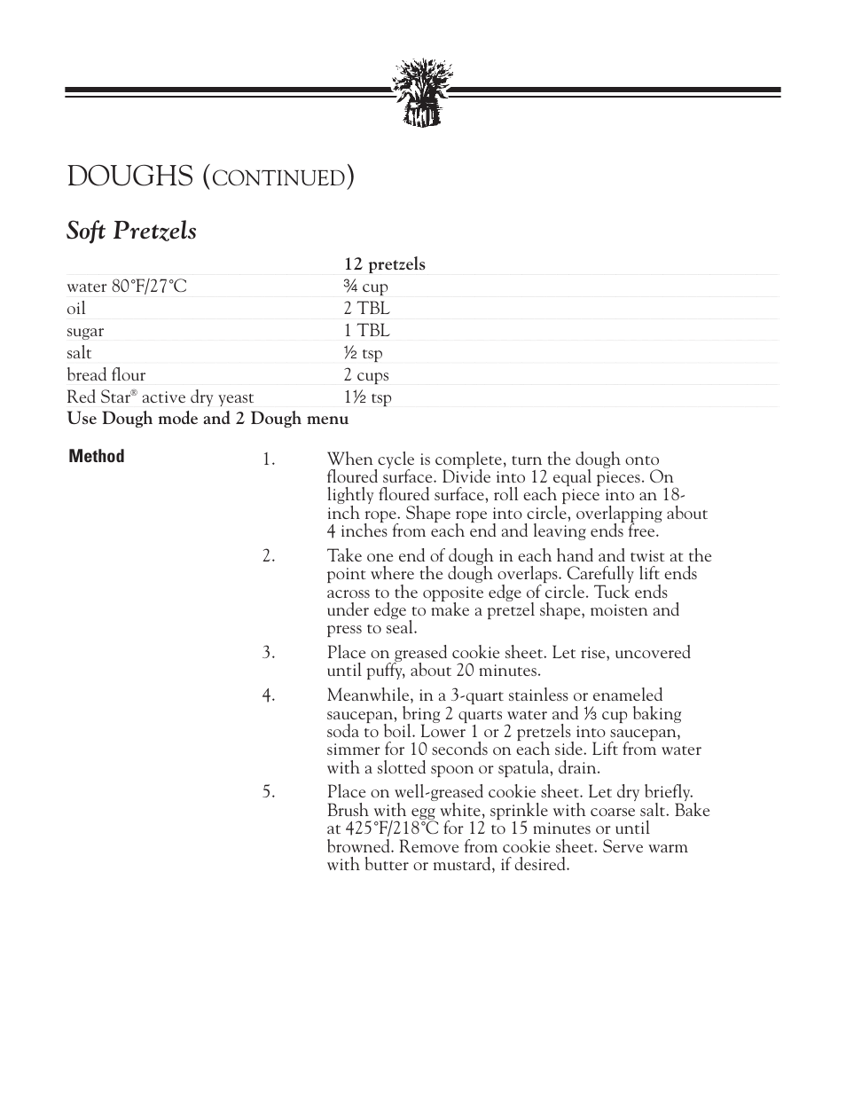 Bagels, Doughs, Soft pretzels | Breadman BREAD BAKER TR2828G User Manual | Page 62 / 80