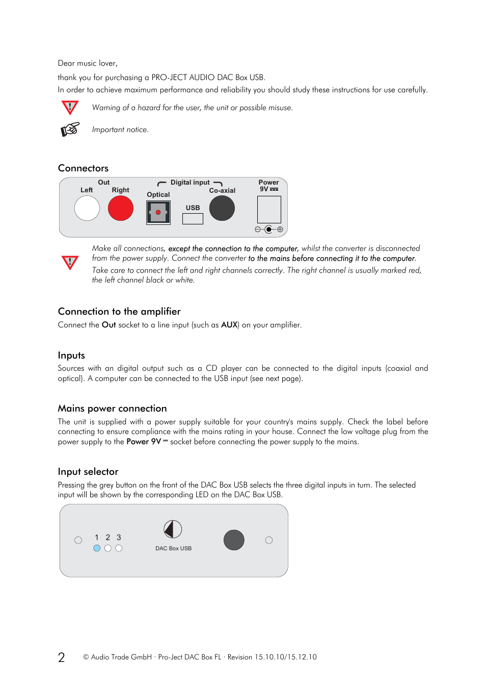 Pro-Ject Audio Systems DAC Box USB User Manual | Page 2 / 8