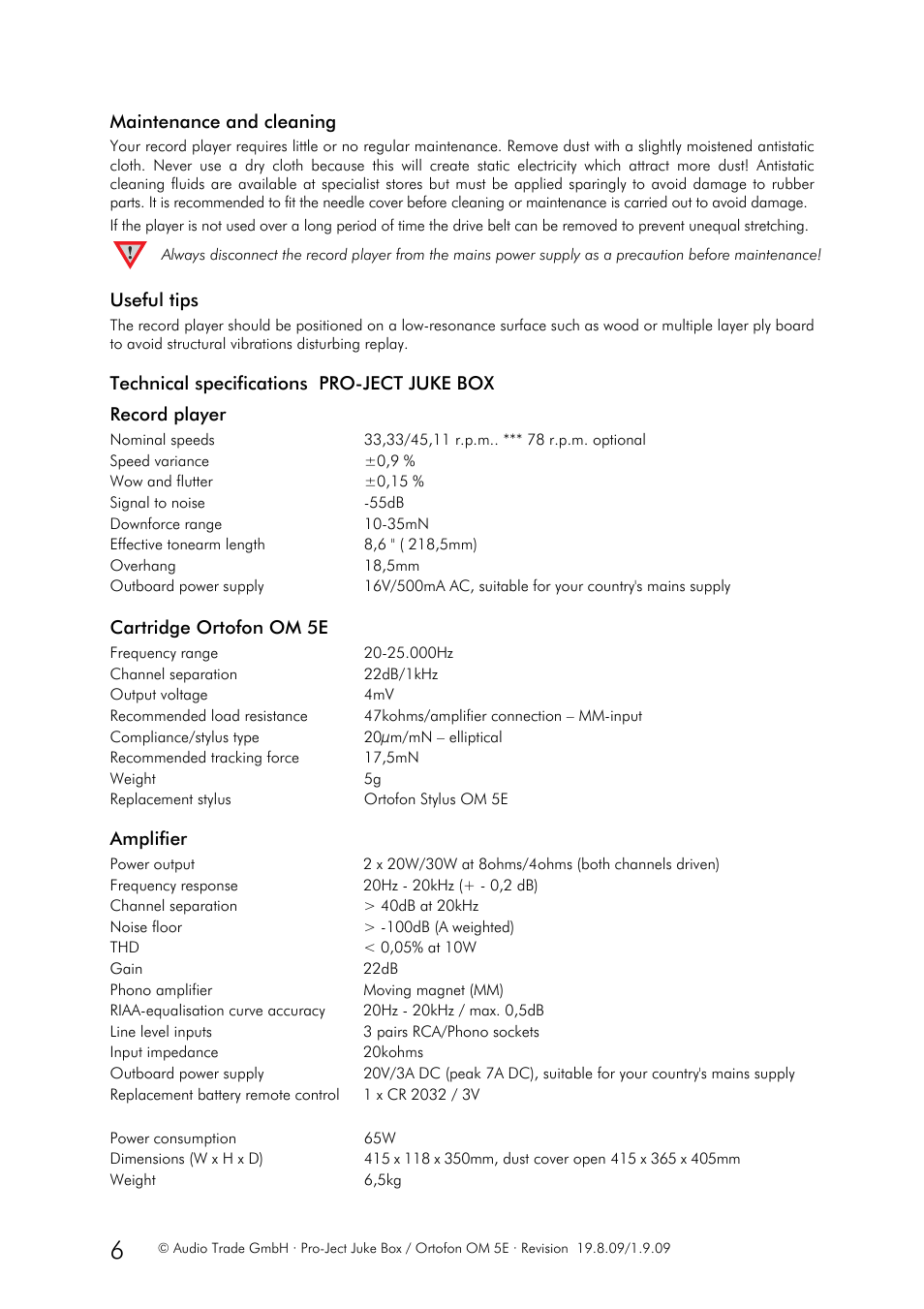 Pro-Ject Audio Systems Juke Box User Manual | Page 6 / 8