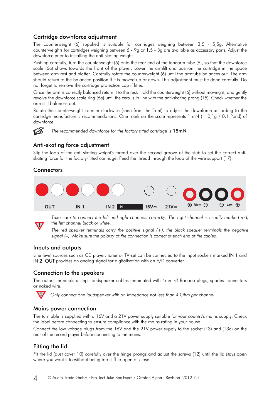 Pro-Ject Audio Systems Juke Box Esprit User Manual | Page 4 / 8