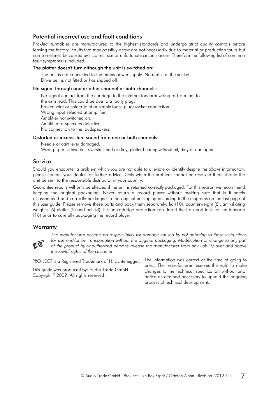 Pro-Ject Audio Systems Juke Box Esprit User Manual | Page 7 / 8