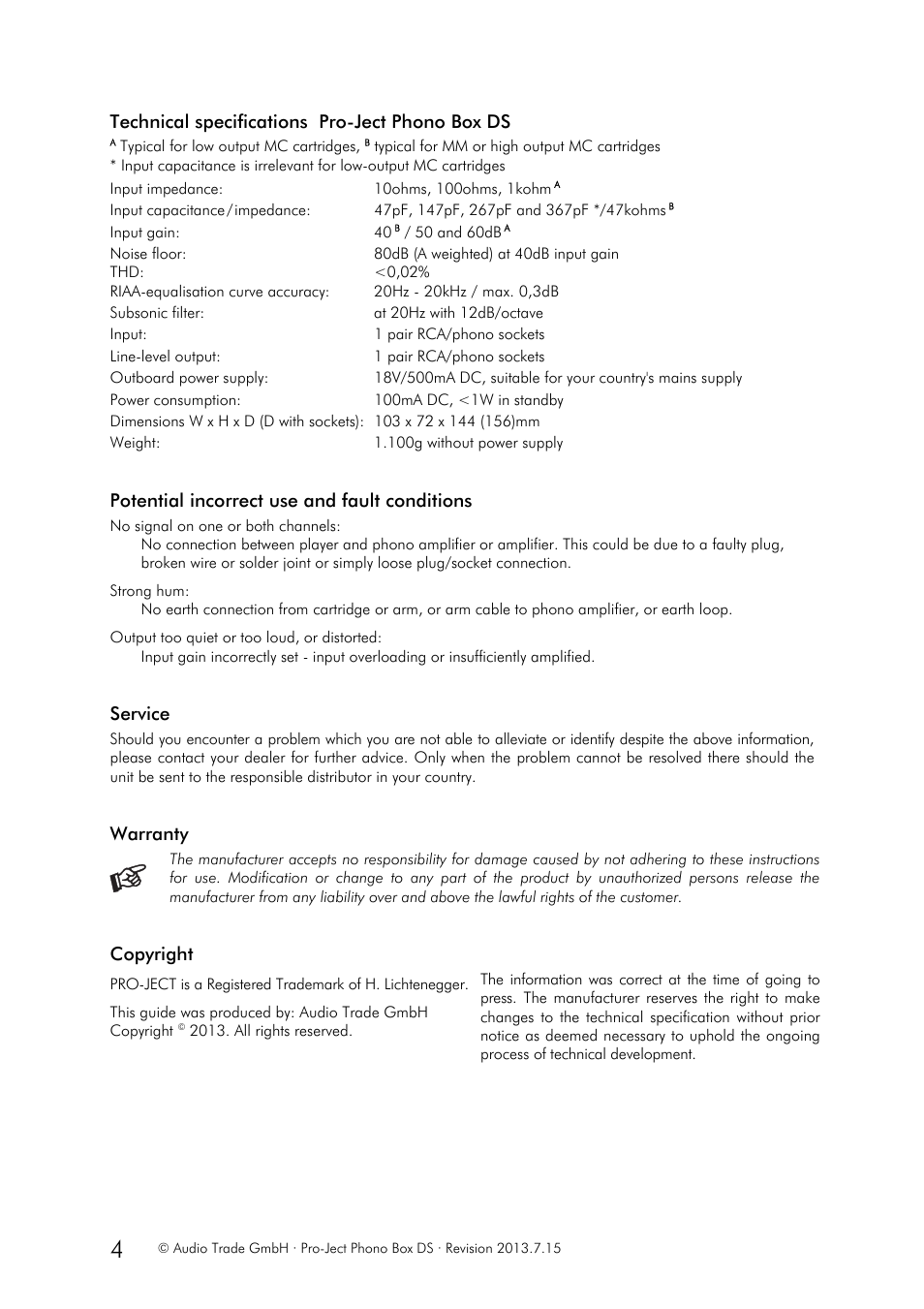 Pro-Ject Audio Systems Phono Box DS User Manual | Page 4 / 4