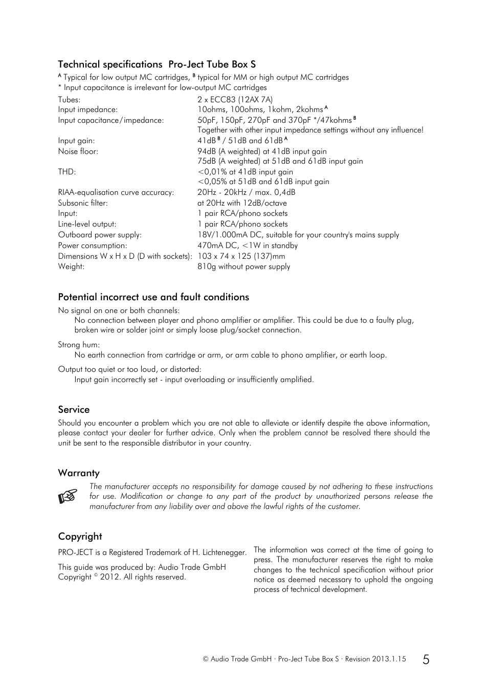 Pro-Ject Audio Systems Tube Box S User Manual | Page 5 / 5