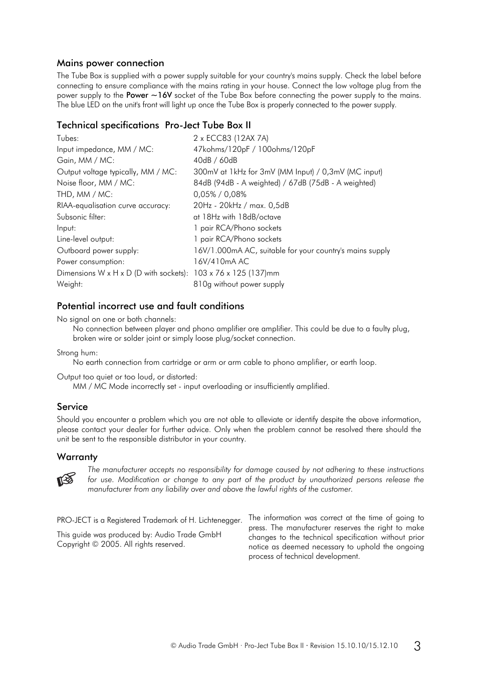 Pro-Ject Audio Systems Tube Box II User Manual | Page 3 / 3