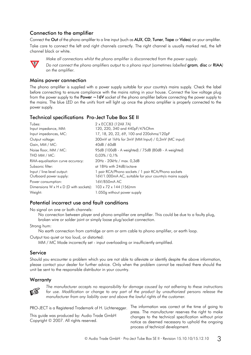 Pro-Ject Audio Systems Tube Box SE II User Manual | Page 3 / 3