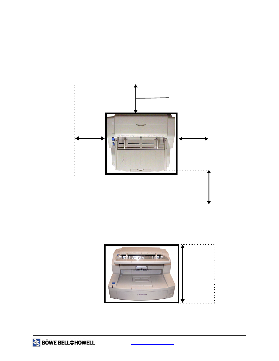 Minimum space requirements, Top view, Front view | Bowe, Bell + Howell S006830 User Manual | Page 17 / 142