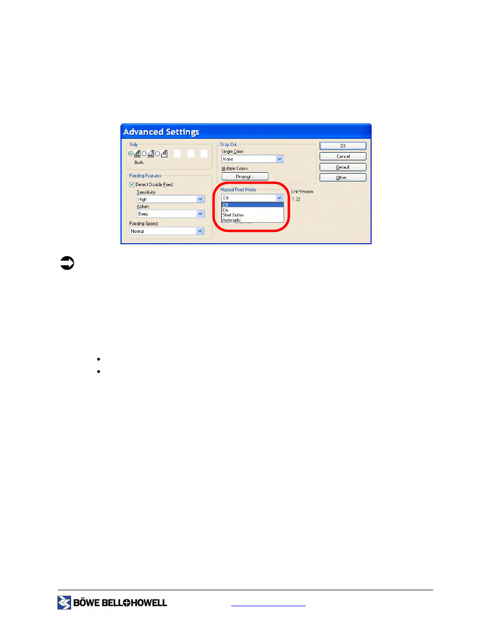 Feed modes with the adf, Manual feed | Bowe, Bell + Howell S006830 User Manual | Page 63 / 142