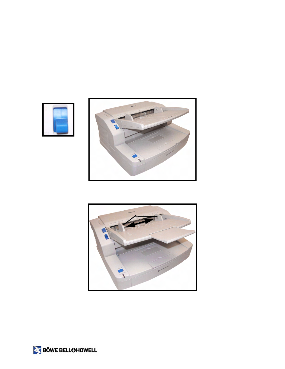 Scanner manual feed setting, Manually into, The adf | Bowe, Bell + Howell S006830 User Manual | Page 65 / 142