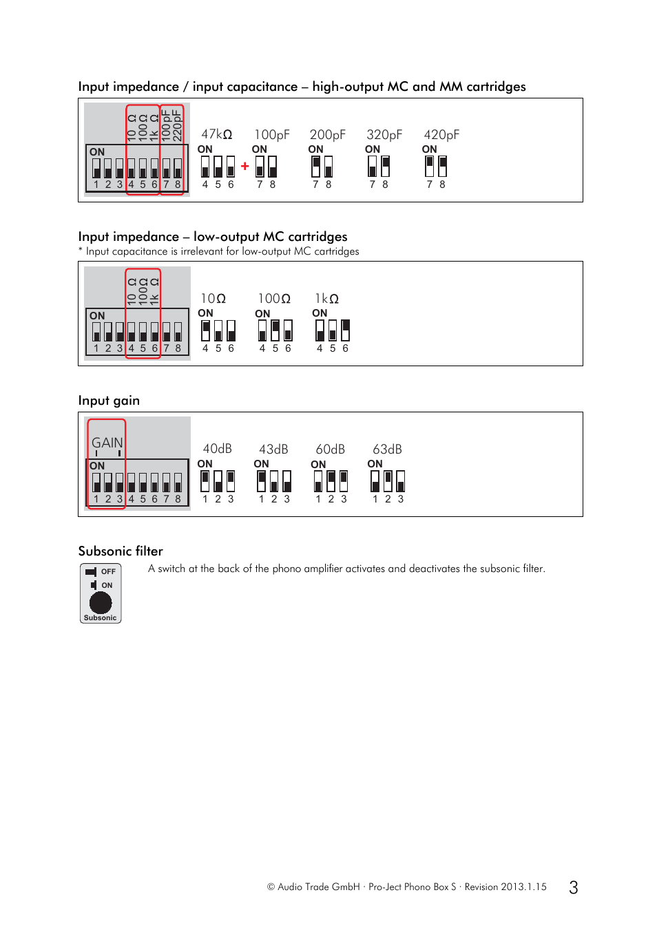 Gain | Pro-Ject Audio Systems Phono Box S User Manual | Page 3 / 5