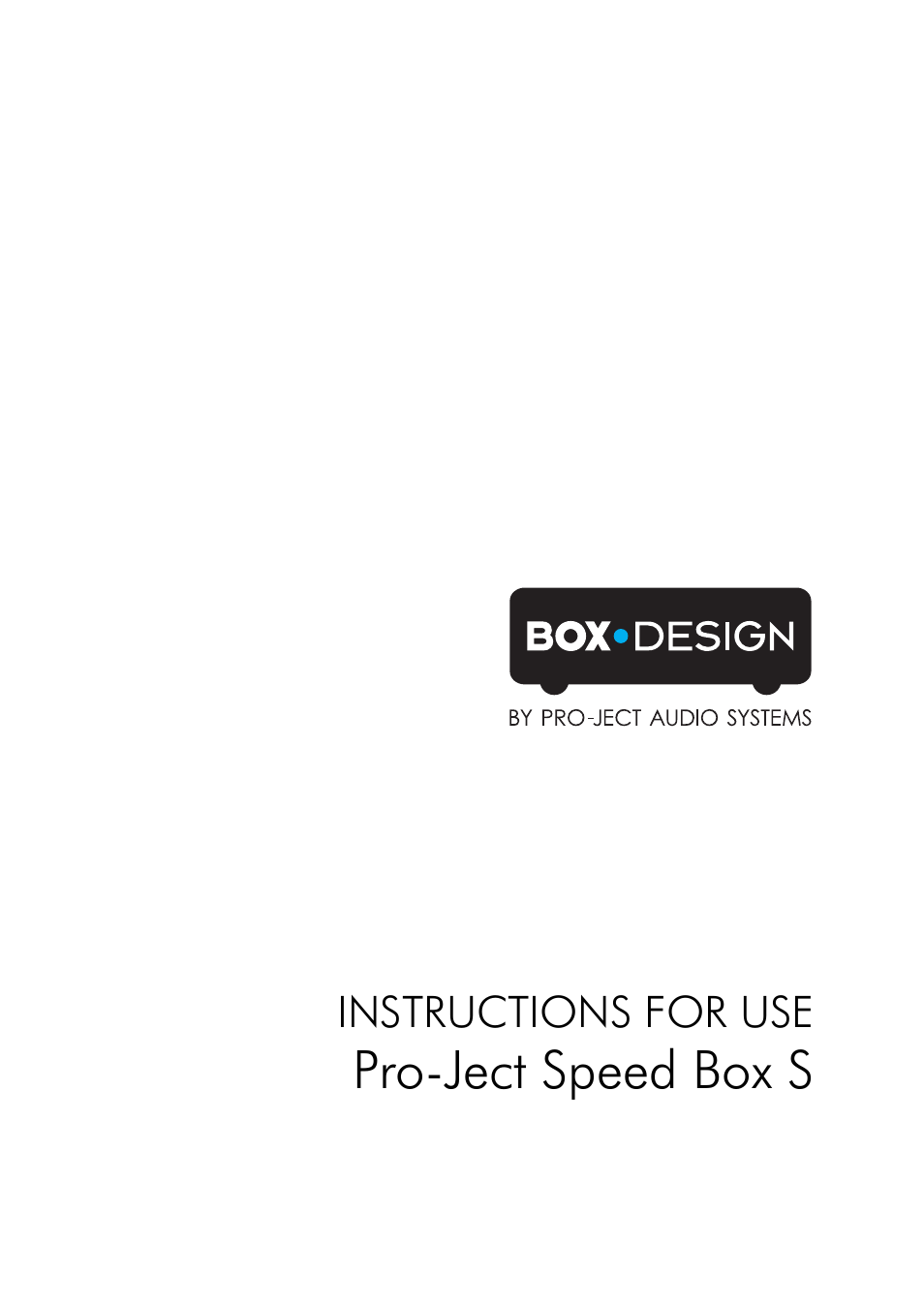 Pro-Ject Audio Systems Speed Box S User Manual | 4 pages