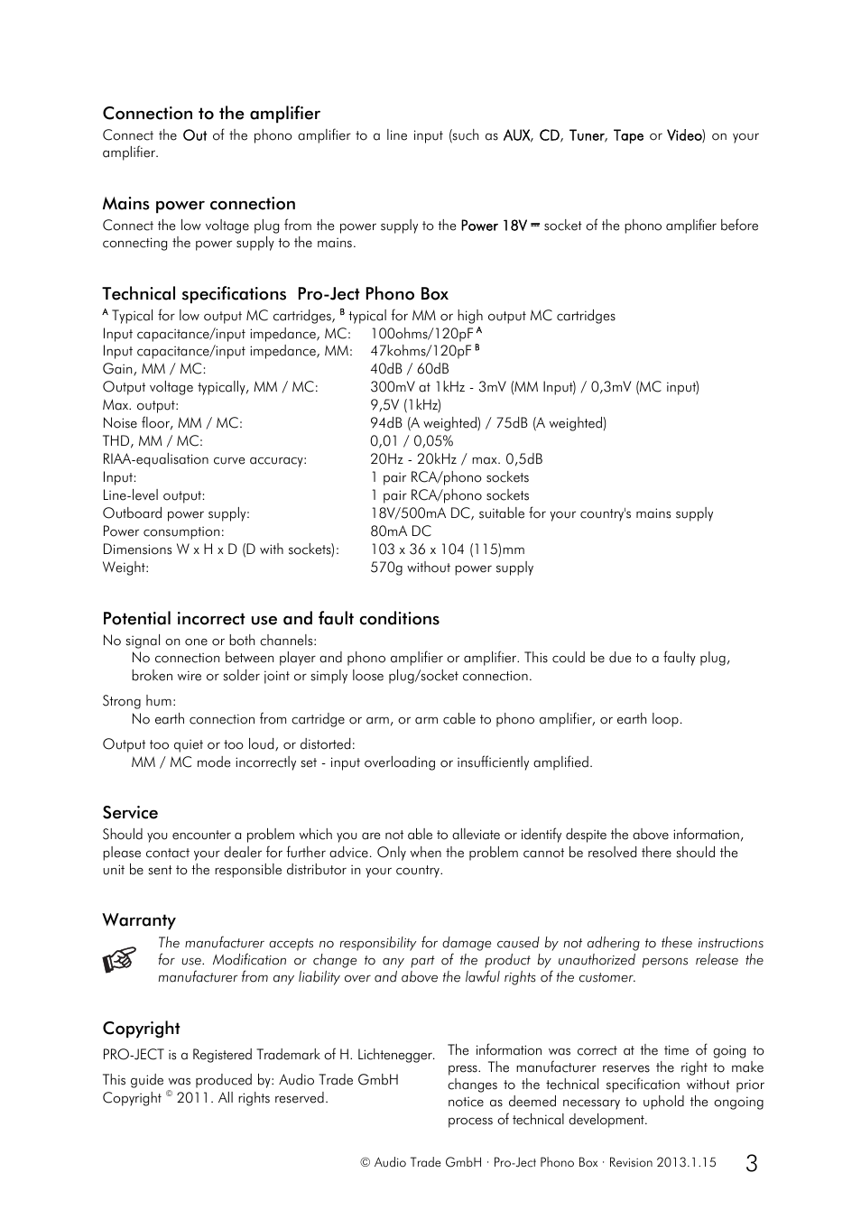 Pro-Ject Audio Systems Phono Box User Manual | Page 3 / 3