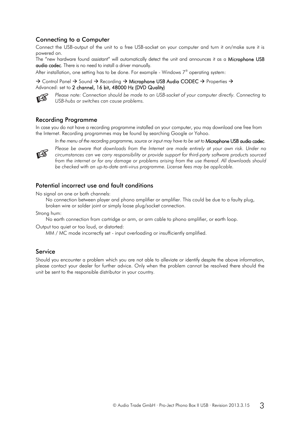 Pro-Ject Audio Systems Phono Box USB User Manual | Page 3 / 4