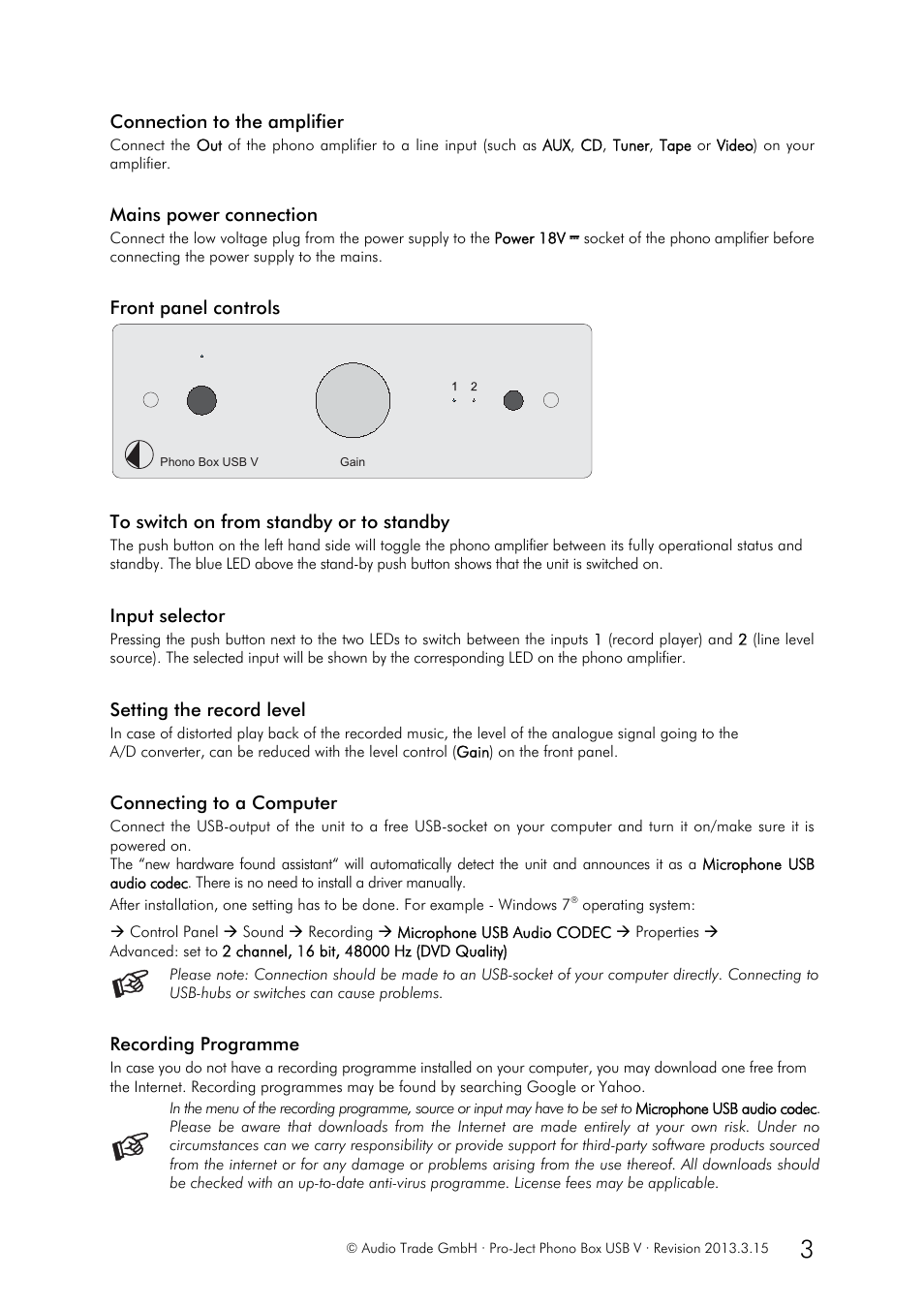 Pro-Ject Audio Systems Phono Box USB V User Manual | Page 3 / 4