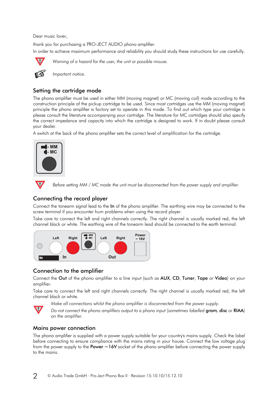 Pro-Ject Audio Systems Phono Box II User Manual | Page 2 / 3