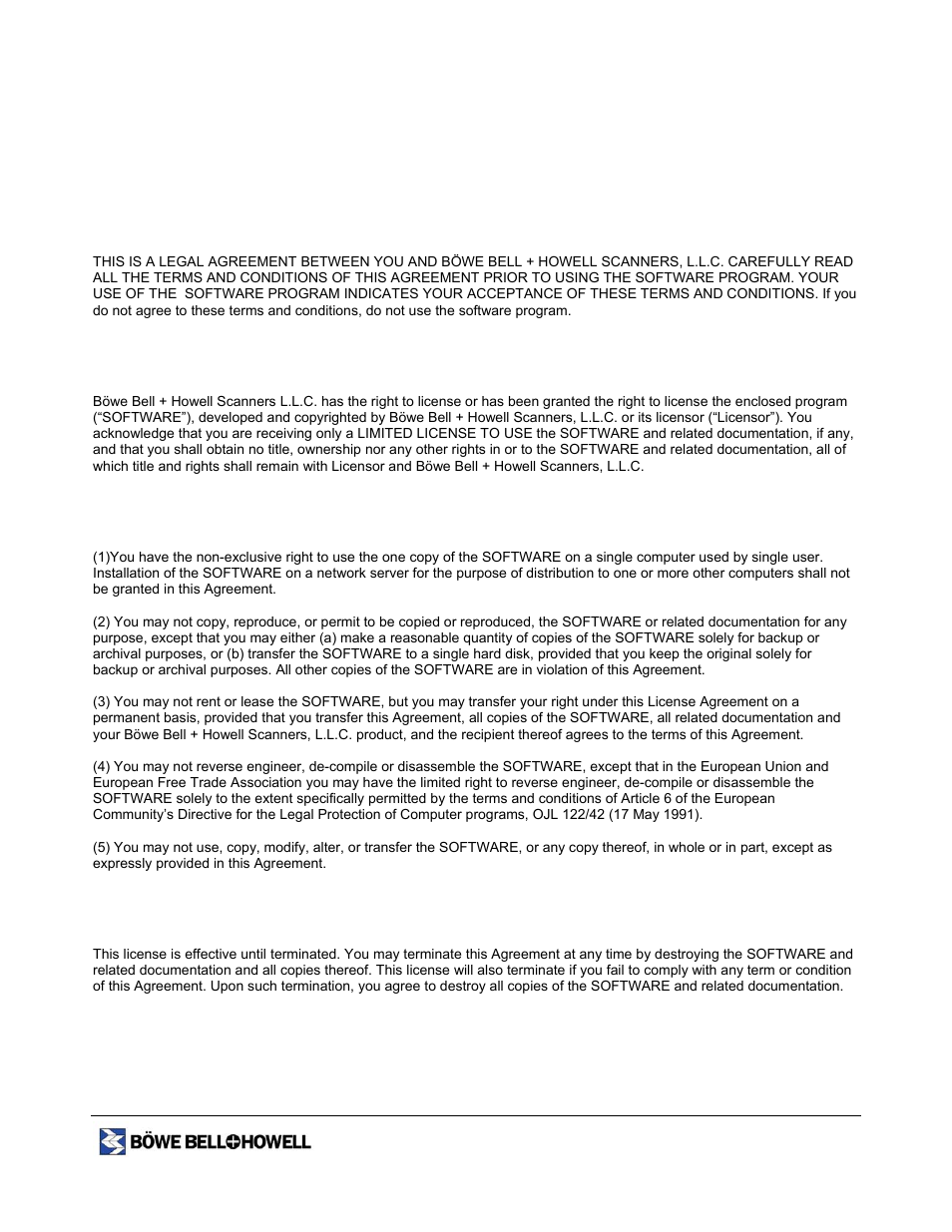 Limited use license agreement for user utility | Bowe, Bell + Howell 1400 User Manual | Page 107 / 108