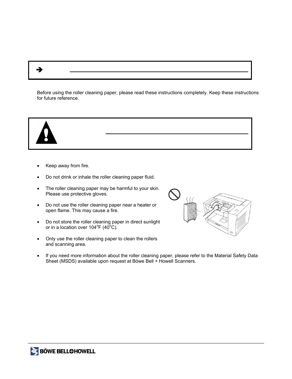 Roller cleaning paper, Warning, English english | Bowe, Bell + Howell 1400 User Manual | Page 13 / 108