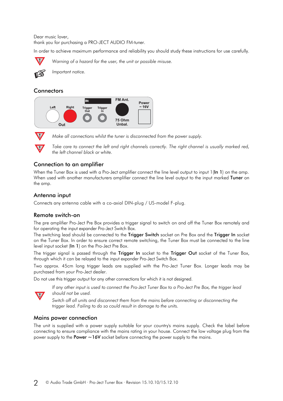 Pro-Ject Audio Systems Tuner Box User Manual | Page 2 / 4