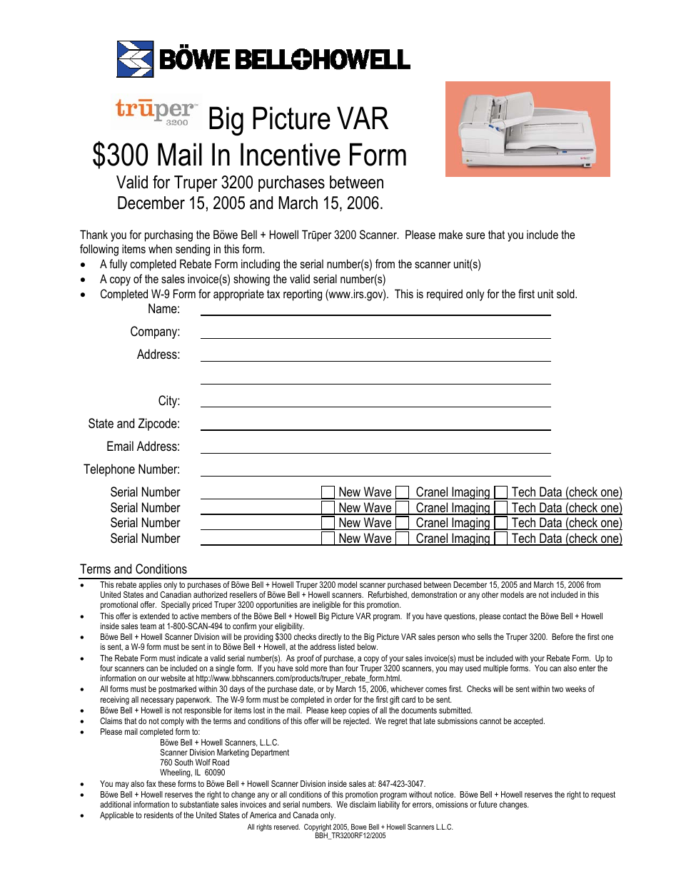 Bowe, Bell + Howell 3200 User Manual | 1 page