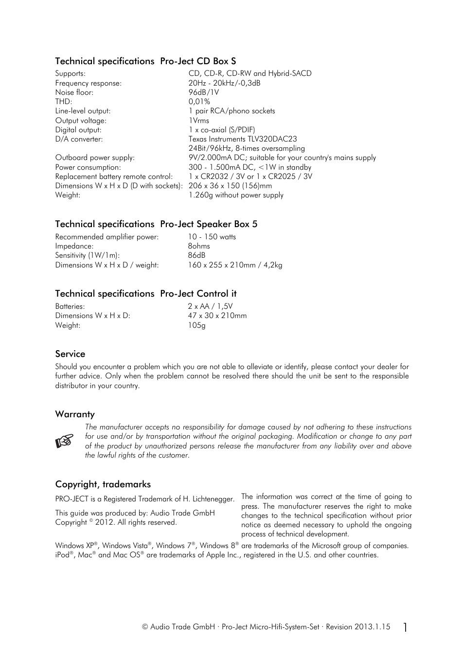 Pro-Ject Audio Systems Set Micro-Hifi-System User Manual | Page 19 / 19