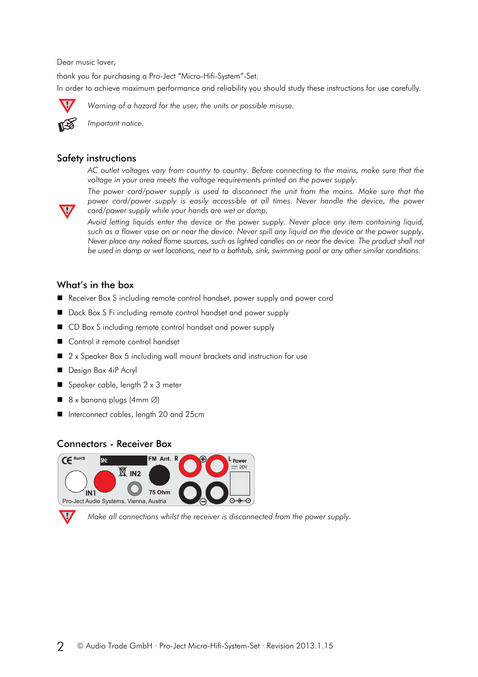 Pro-Ject Audio Systems Set Micro-Hifi-System User Manual | Page 2 / 19