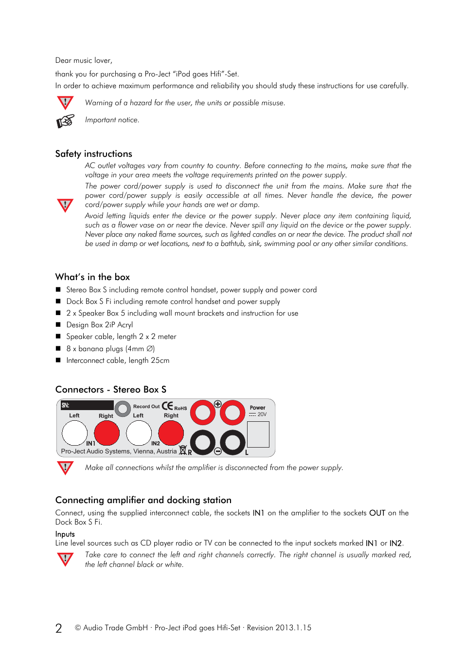 Pro-Ject Audio Systems Set iPod® goes Hifi User Manual | Page 2 / 7