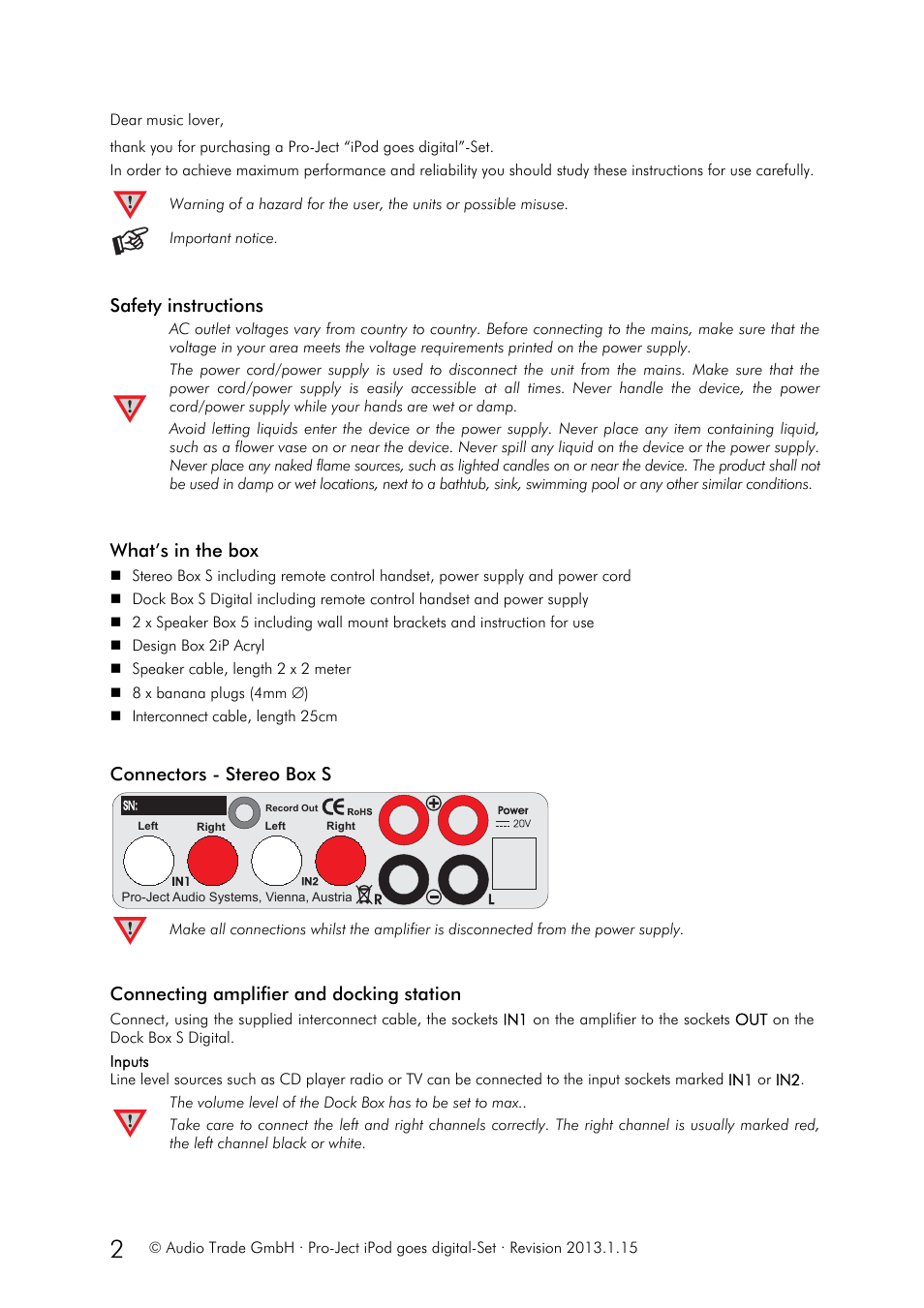 Pro-Ject Audio Systems Set iPod® goes digital User Manual | Page 2 / 7