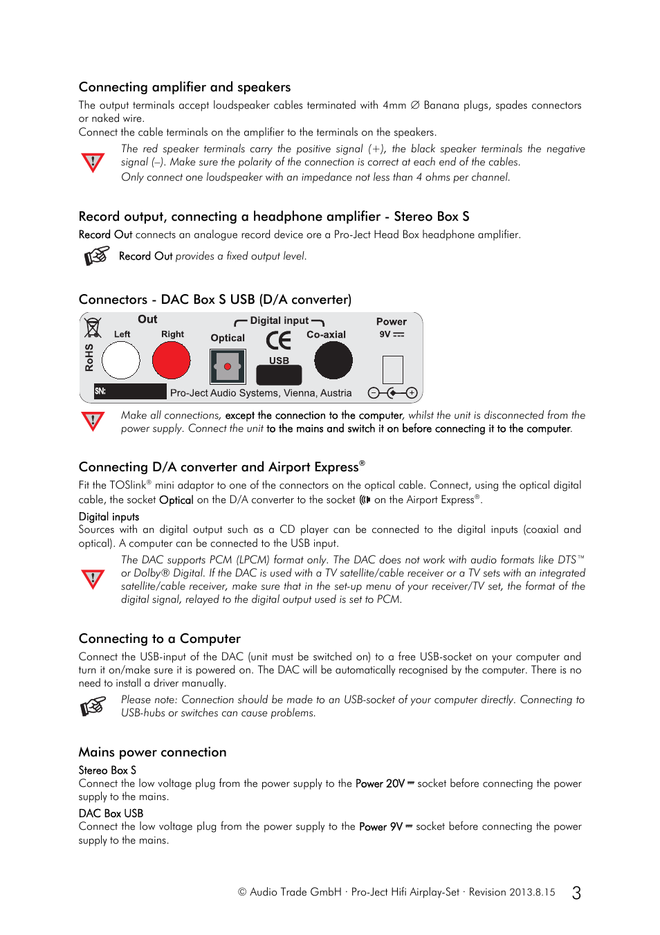 Pro-Ject Audio Systems Set Hifi-Airplay User Manual | Page 3 / 7