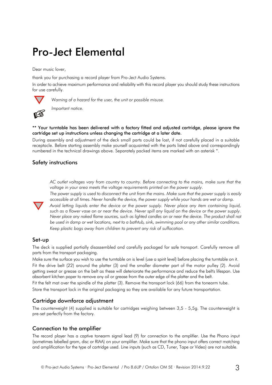 Pro-ject elemental | Pro-Ject Audio Systems Pro-Ject Elemental User Manual | Page 3 / 7