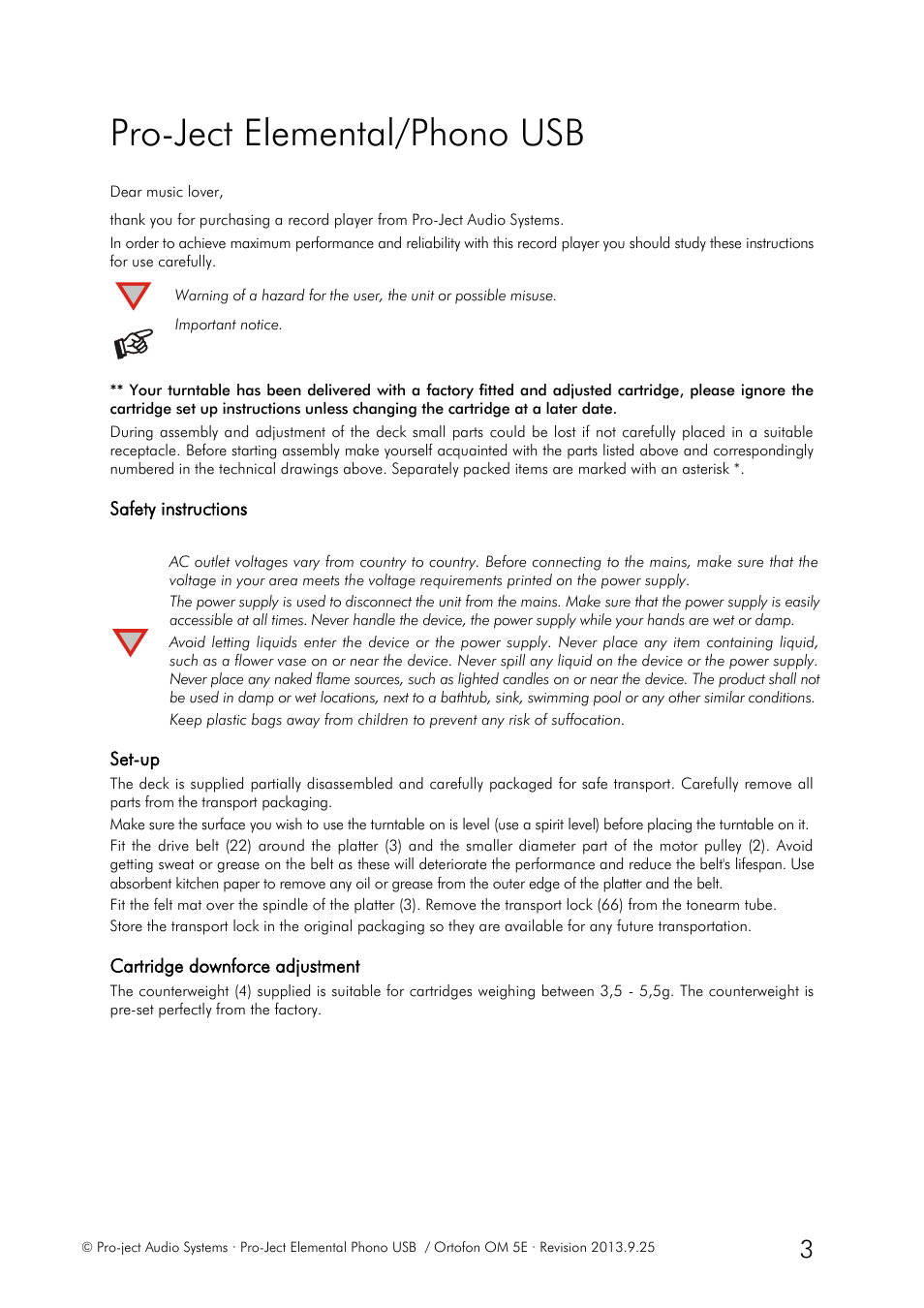 Pro-ject elemental/phono usb | Pro-Ject Audio Systems Pro-Ject Elemental Phono USB User Manual | Page 3 / 8