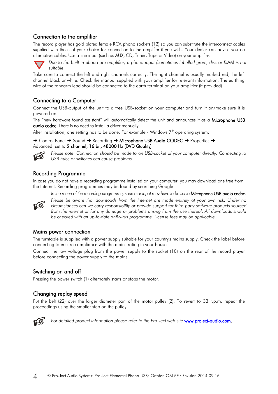 Pro-Ject Audio Systems Pro-Ject Elemental Phono USB User Manual | Page 4 / 8