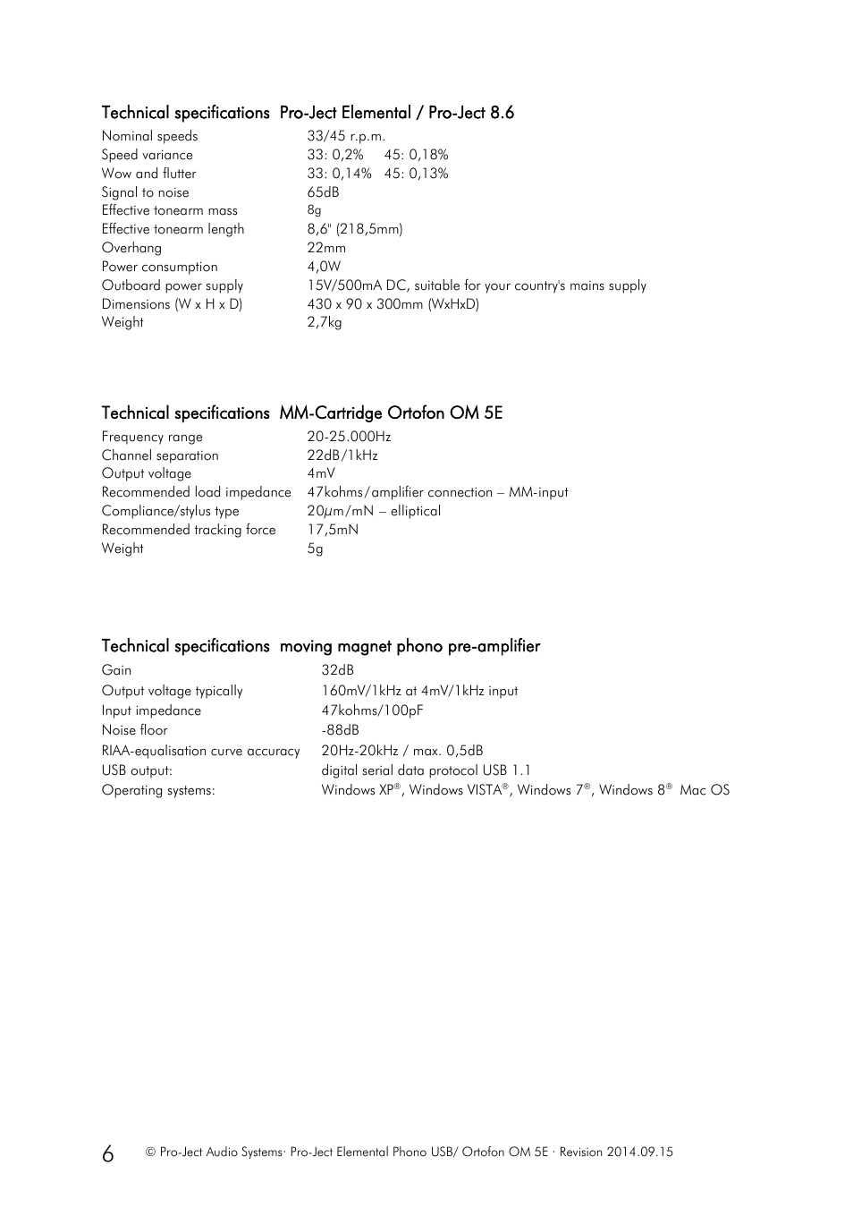Pro-Ject Audio Systems Pro-Ject Elemental Phono USB User Manual | Page 6 / 8