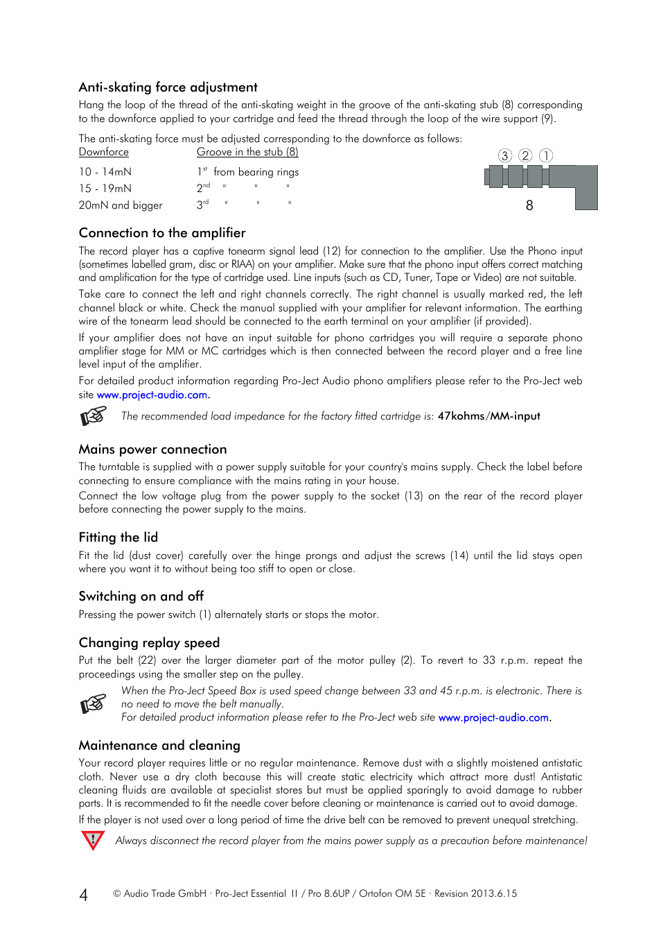 Pro-Ject Audio Systems Pro-Ject Essential II User Manual | Page 4 / 7