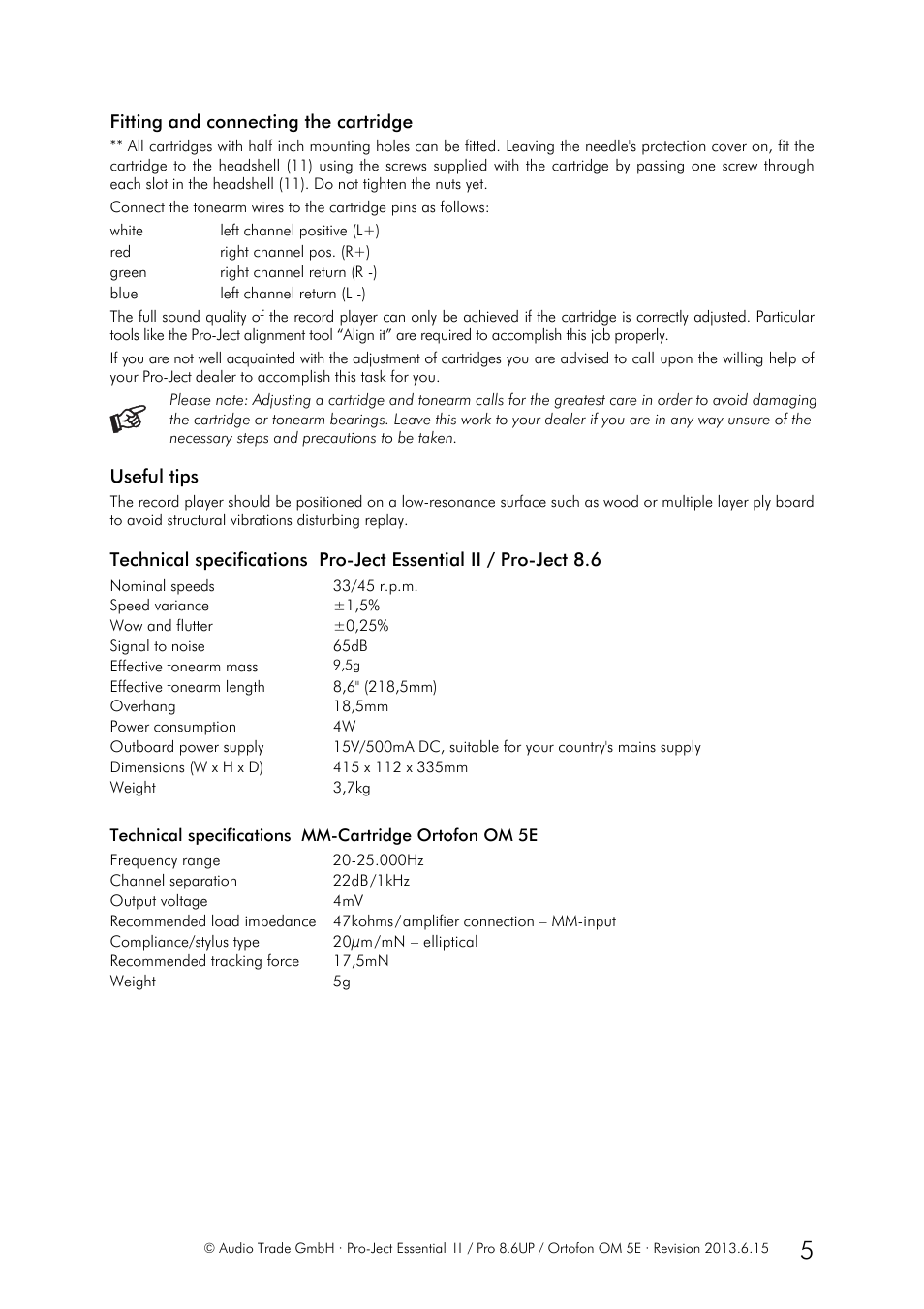 Pro-Ject Audio Systems Pro-Ject Essential II User Manual | Page 5 / 7