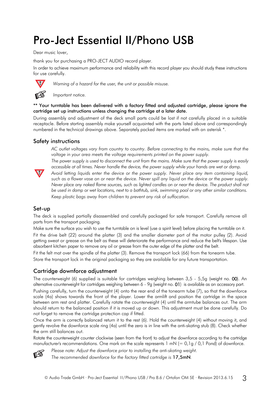 Pro-ject essential ii/phono usb | Pro-Ject Audio Systems Pro-Ject Essential II Phono USB User Manual | Page 3 / 8