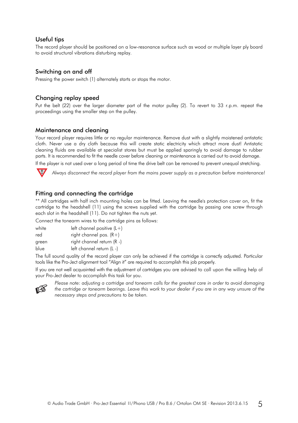 Pro-Ject Audio Systems Pro-Ject Essential II Phono USB User Manual | Page 5 / 8