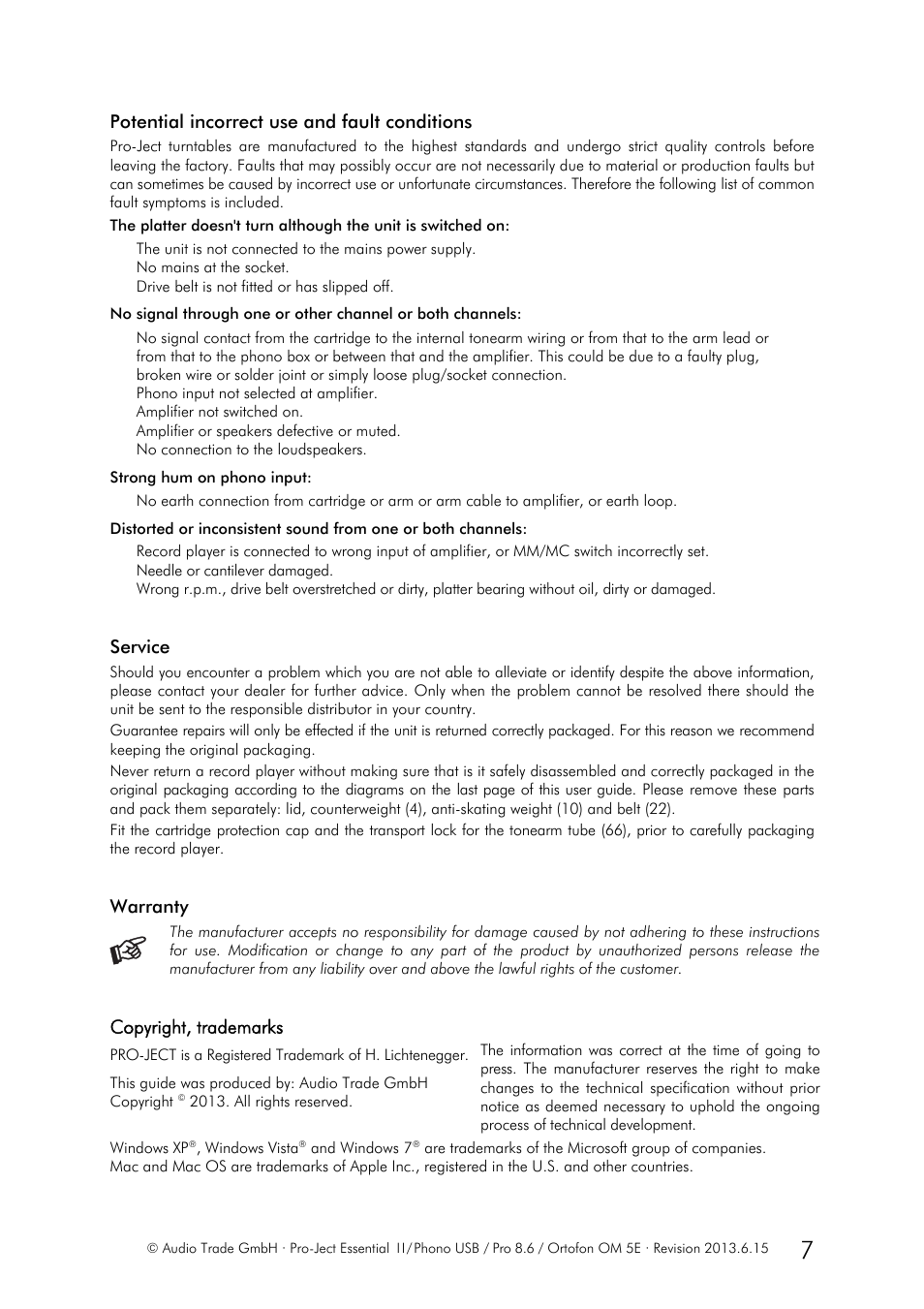 Pro-Ject Audio Systems Pro-Ject Essential II Phono USB User Manual | Page 7 / 8