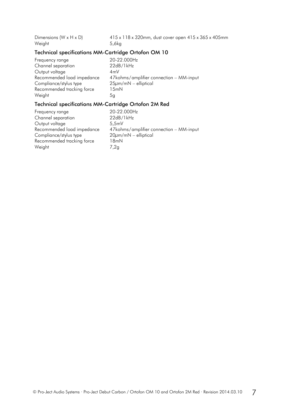 Pro-Ject Audio Systems Pro-Ject Debut Carbon (DC) User Manual | Page 7 / 9