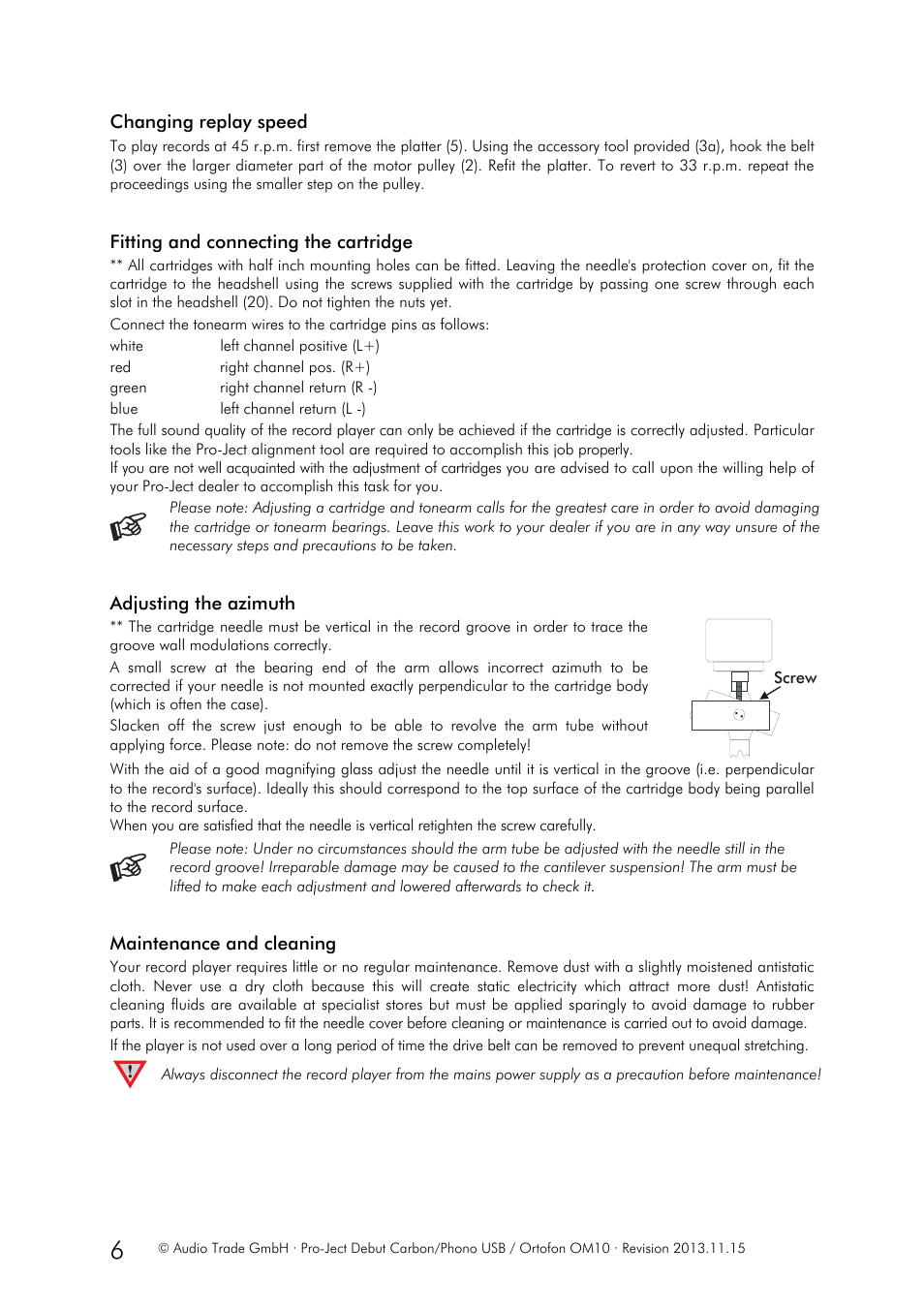 Pro-Ject Audio Systems Pro-Ject Debut Carbon Phono USB (DC) User Manual | Page 6 / 9