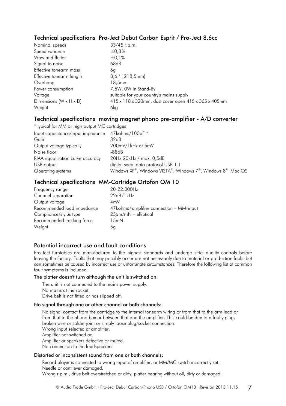 Pro-Ject Audio Systems Pro-Ject Debut Carbon Phono USB (DC) User Manual | Page 7 / 9