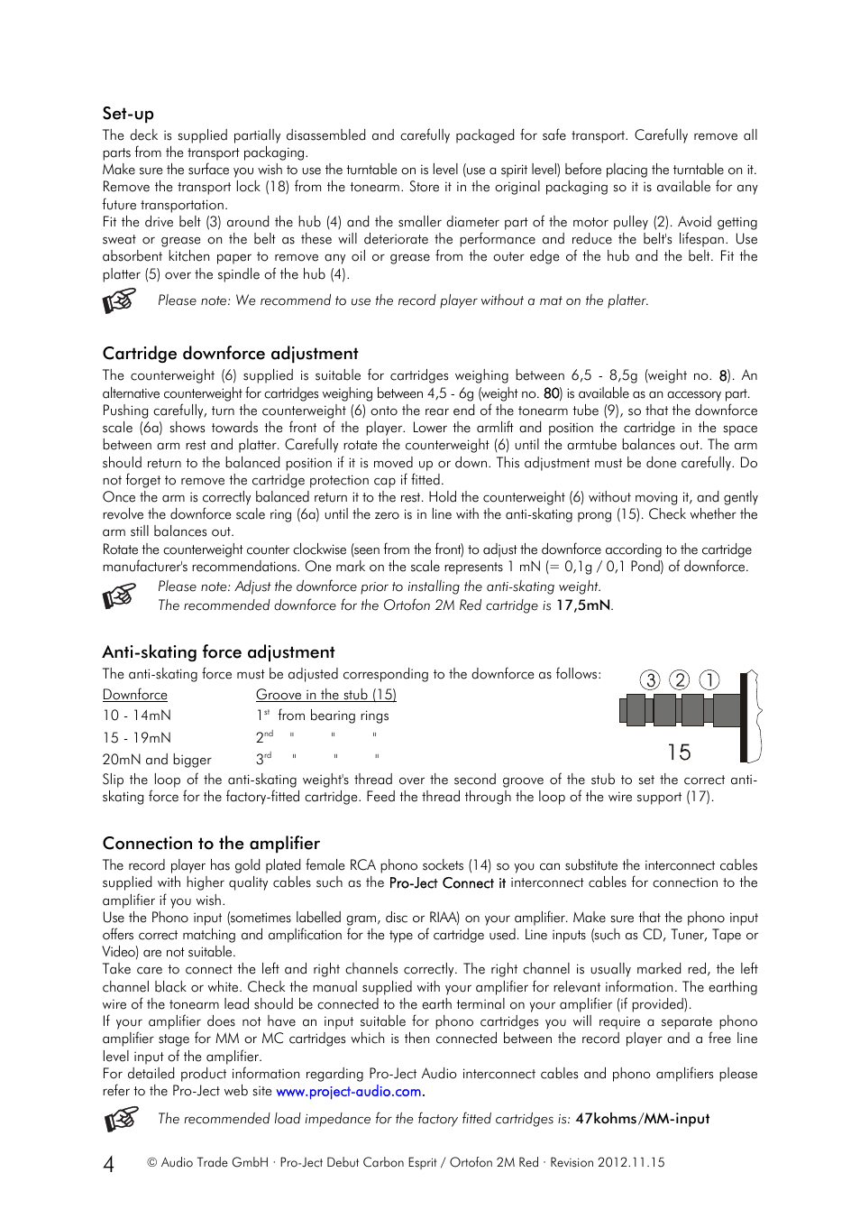 Pro-Ject Audio Systems Pro-Ject Debut Carbon Esprit (DC) User Manual | Page 4 / 8